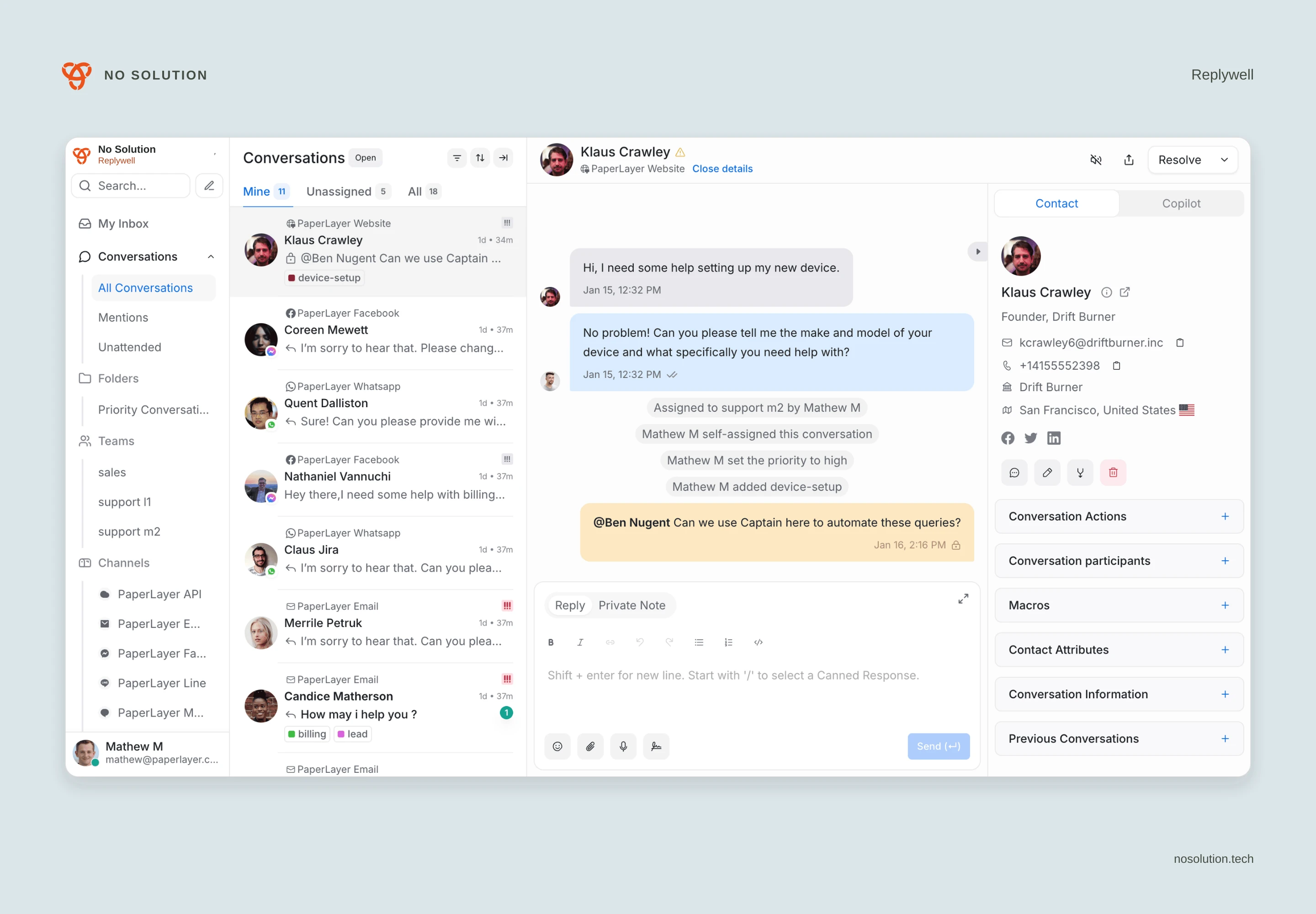 Replywell, a No Solution project